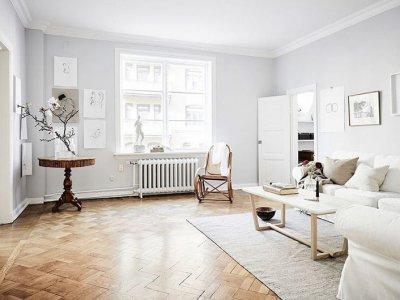 产品大全 > 灰白色北欧风公寓拼花木地板装修图片 简简单单照样美翻天
